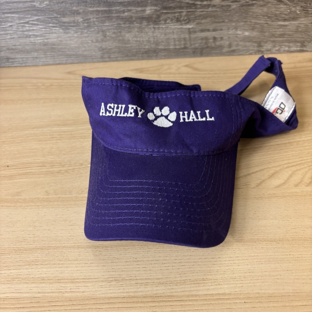 Ashley Hall Hat Visor Strap Back Purple Embroidered Paw Logo Womens